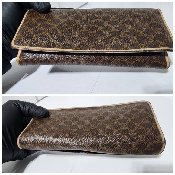 Authentic Celine Vintage Macadam Wallet Brown/Peach - Picture 12 of 13